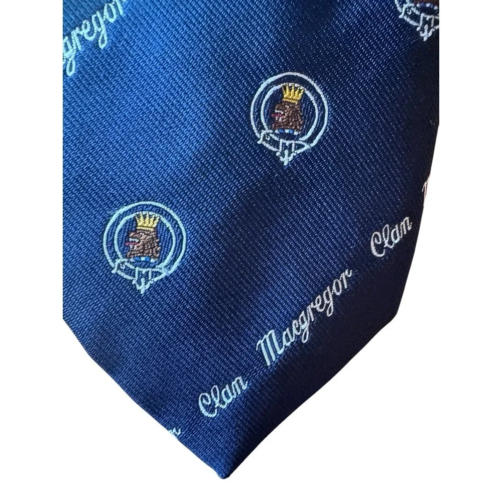 Loch Carron Of Scotland Clan MacGregor Men's Navy Blue Tie Lion With Crown